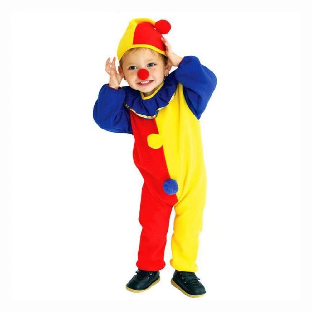 Kids Clown Costume - Jumpsuit with Clown Nose and Hat (4-6 Year Olds)